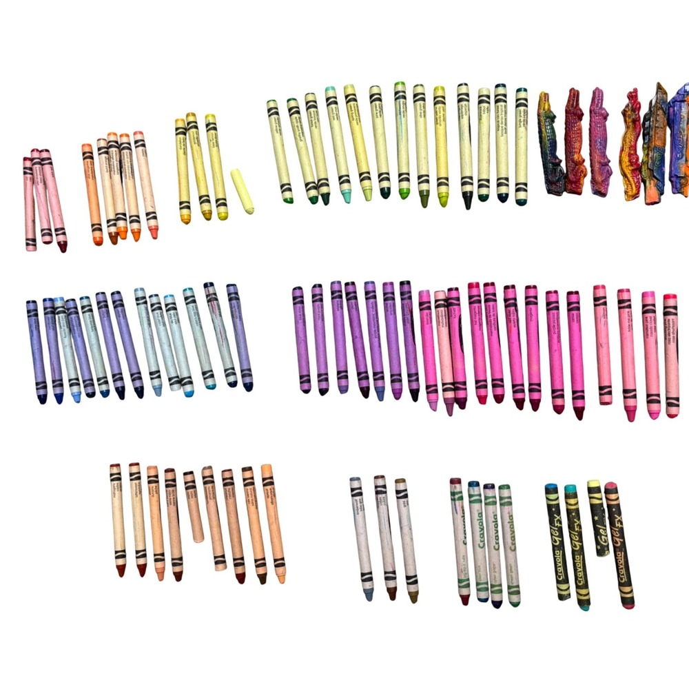 VTG Crayola Crayon Lot Metallic Gel FX Animal Shapes 80+ Some discontinued